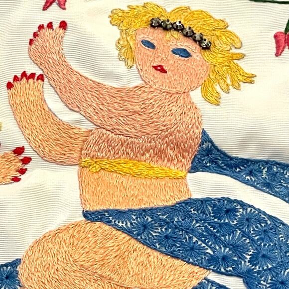 Handmade baby crate bed spread hand embroidered Querubins VINTAGE size 61" x 95" - Picture 5 of 10